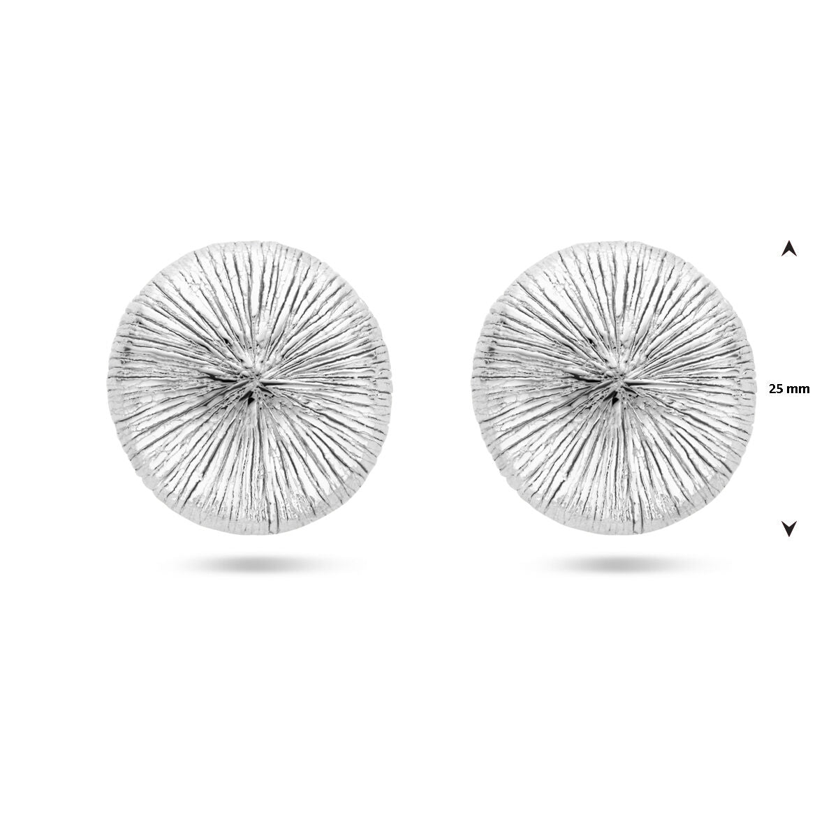 pendientes de botón 25 mm plata rodiado