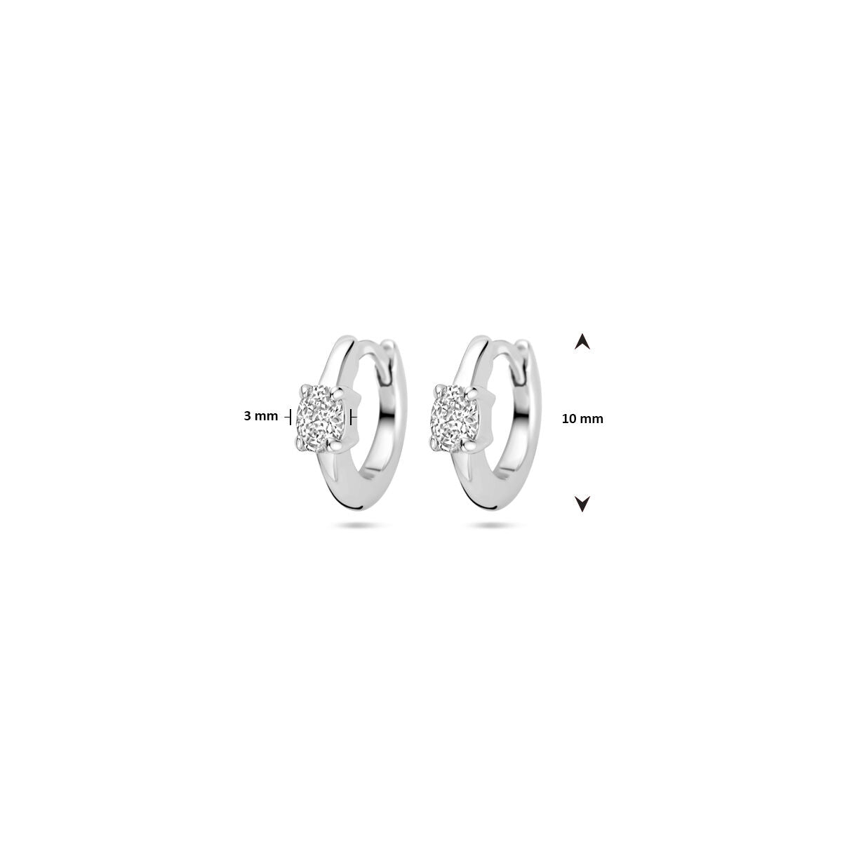 aros de circonita 10 mm plata rodiada