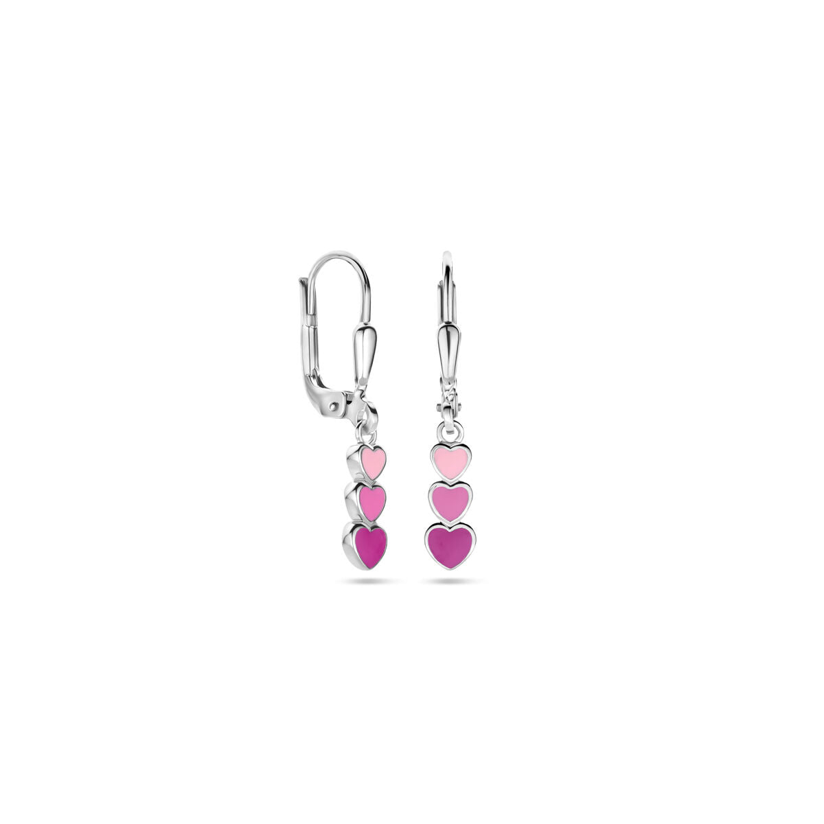 pendientes de corazón de esmalte con gancho brisur 25 mm plata rodiada