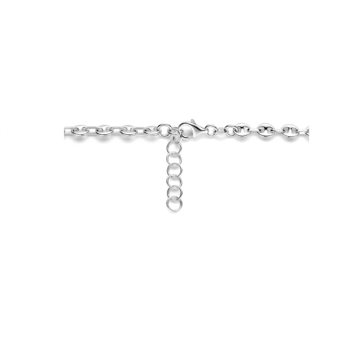 collar grano de café 3,7 mm 42 + 3 cm plata rodiado