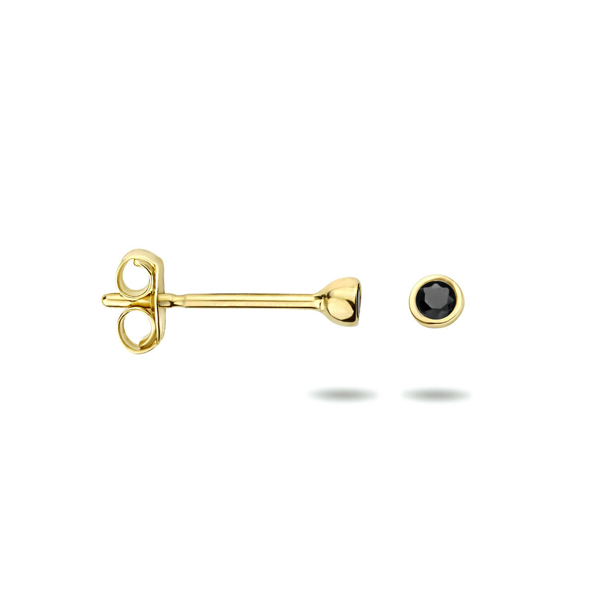 pendientes de botón negro circonita 14K oro amarillo