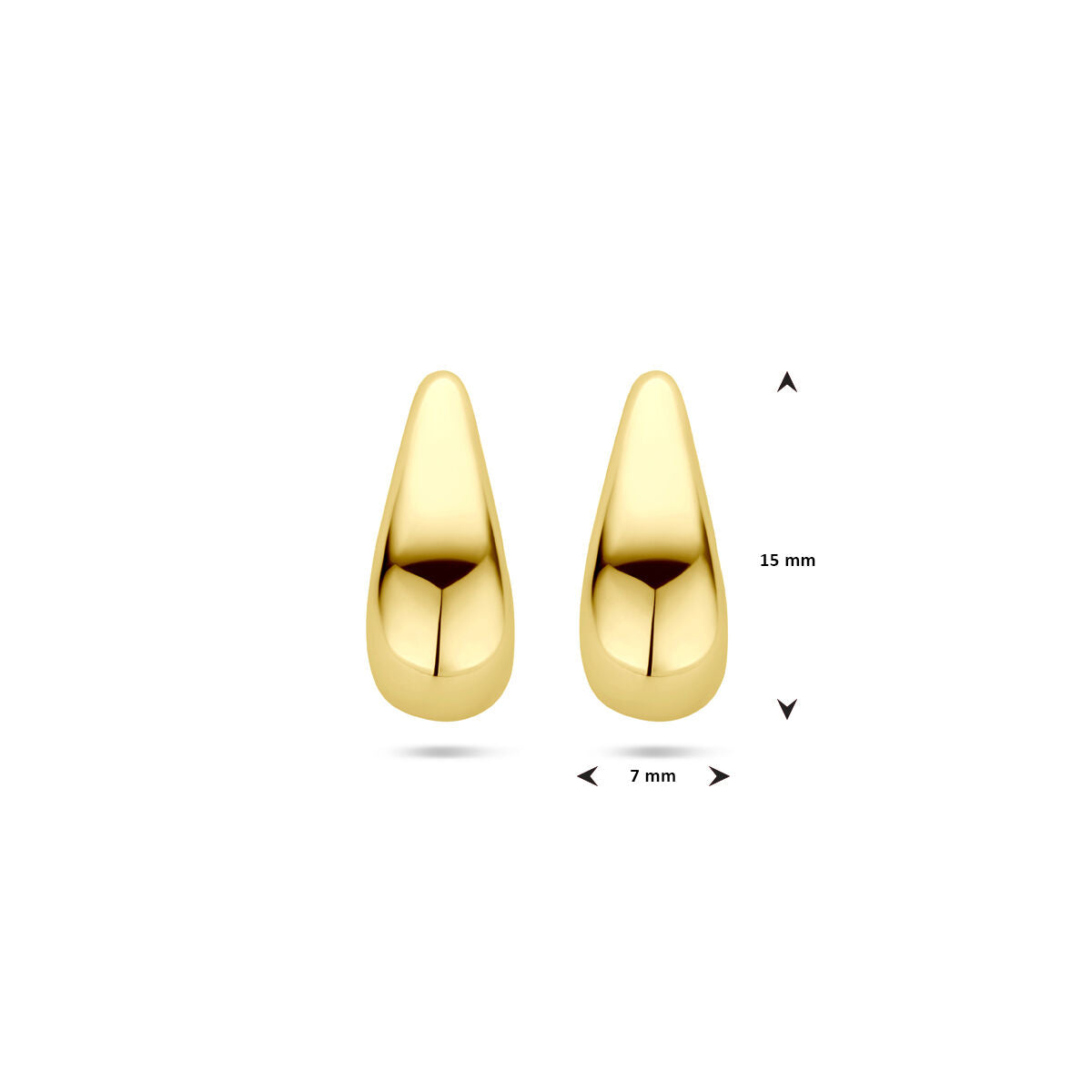 pendientes de botón gota 15,5 mm oro amarillo