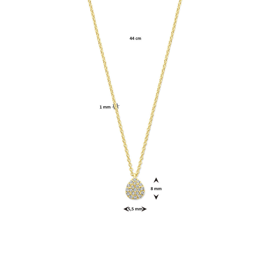 collier druppel diamant 0.10ct h si 44 cm 14K geelgoud