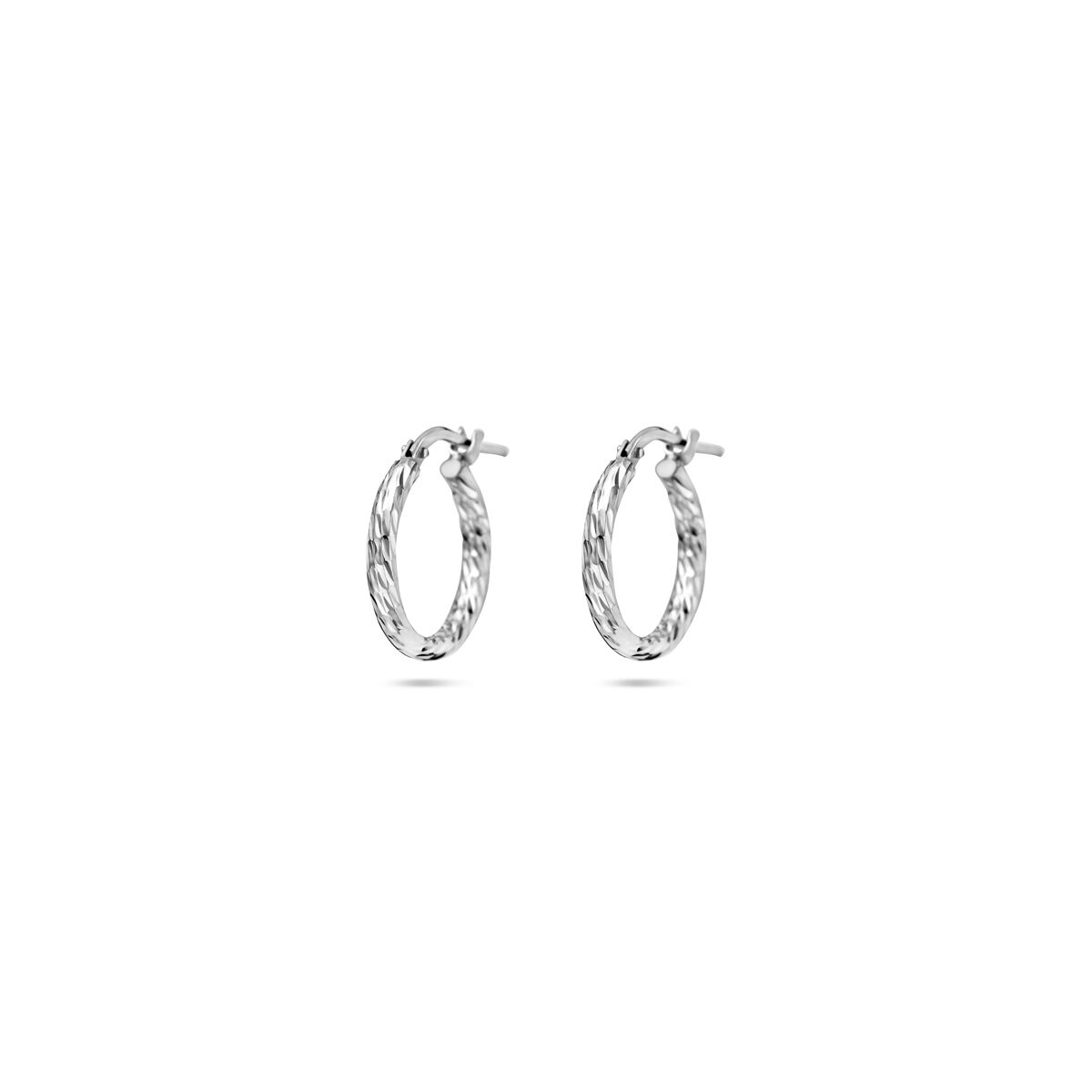 Pendientes de aro de plata rodiada, con diseño gediamanteerd de 2,0 mm.