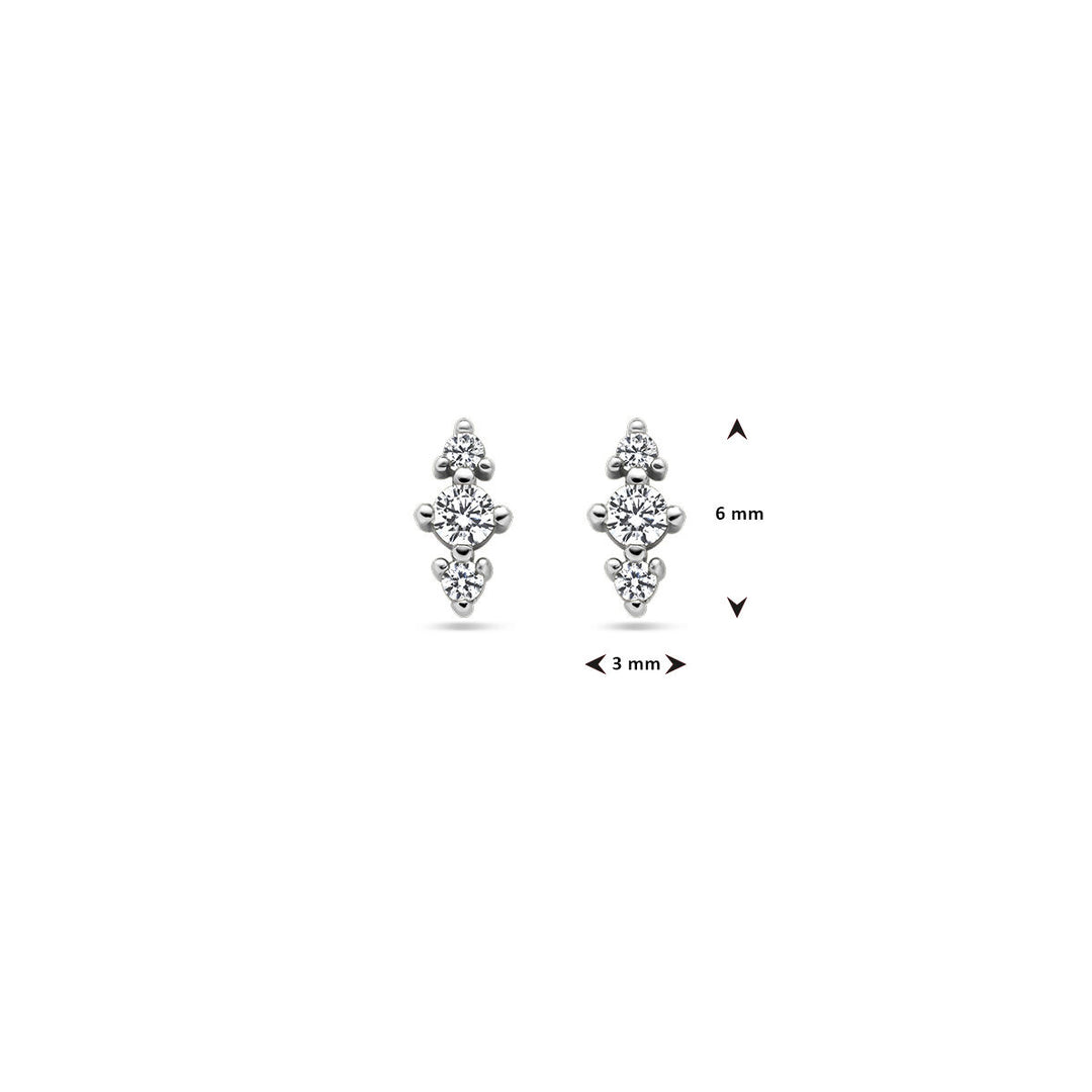oorknoppen zirkonia zilver gerhodineerd