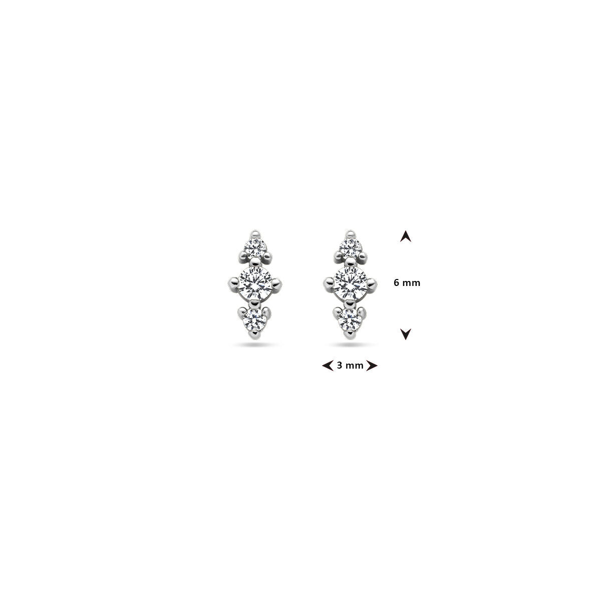 pendientes de botón de zirconia plata rodiada