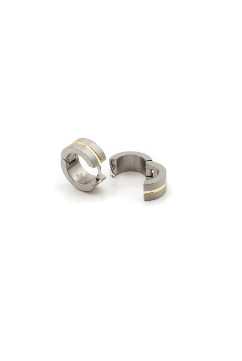 Pendientes de aro bicolor de titanio con detalle dorado.