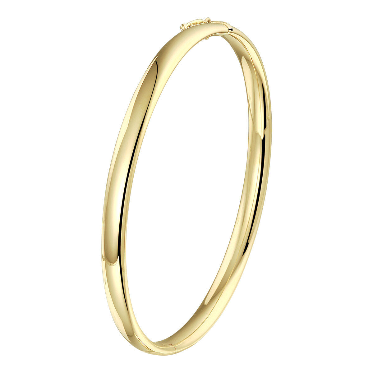 Brazalete ovalado de 5,0 mm en oro amarillo de 14K con cierre de bisagra.