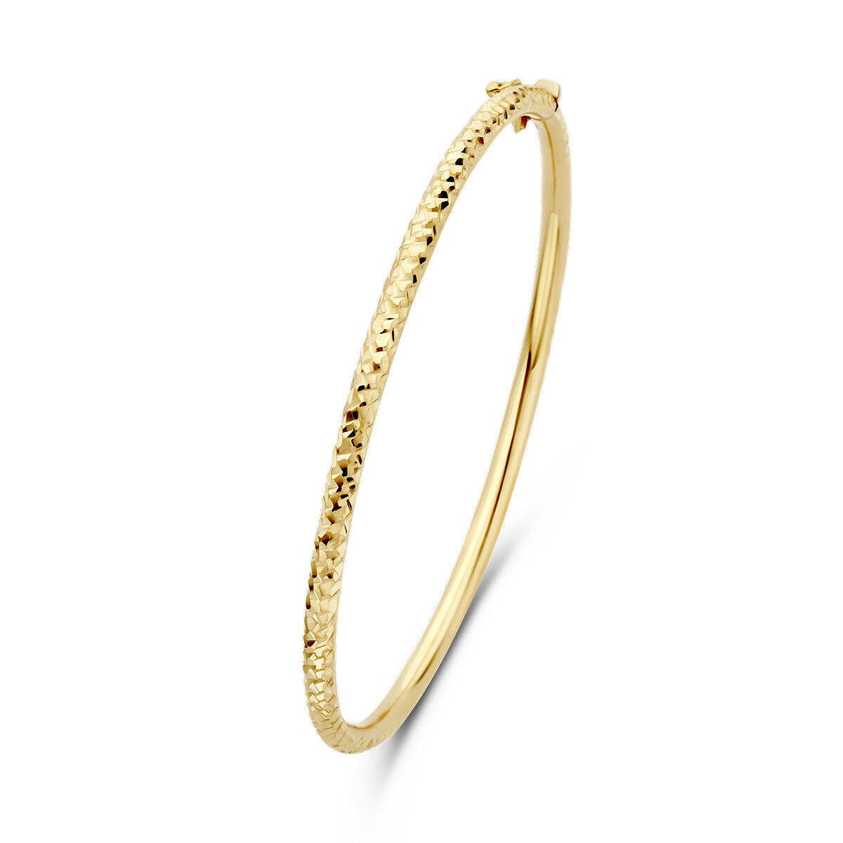 Brazalete de 14K en oro amarillo, con acabado gediamanteerd de 3,0 mm de grosor.