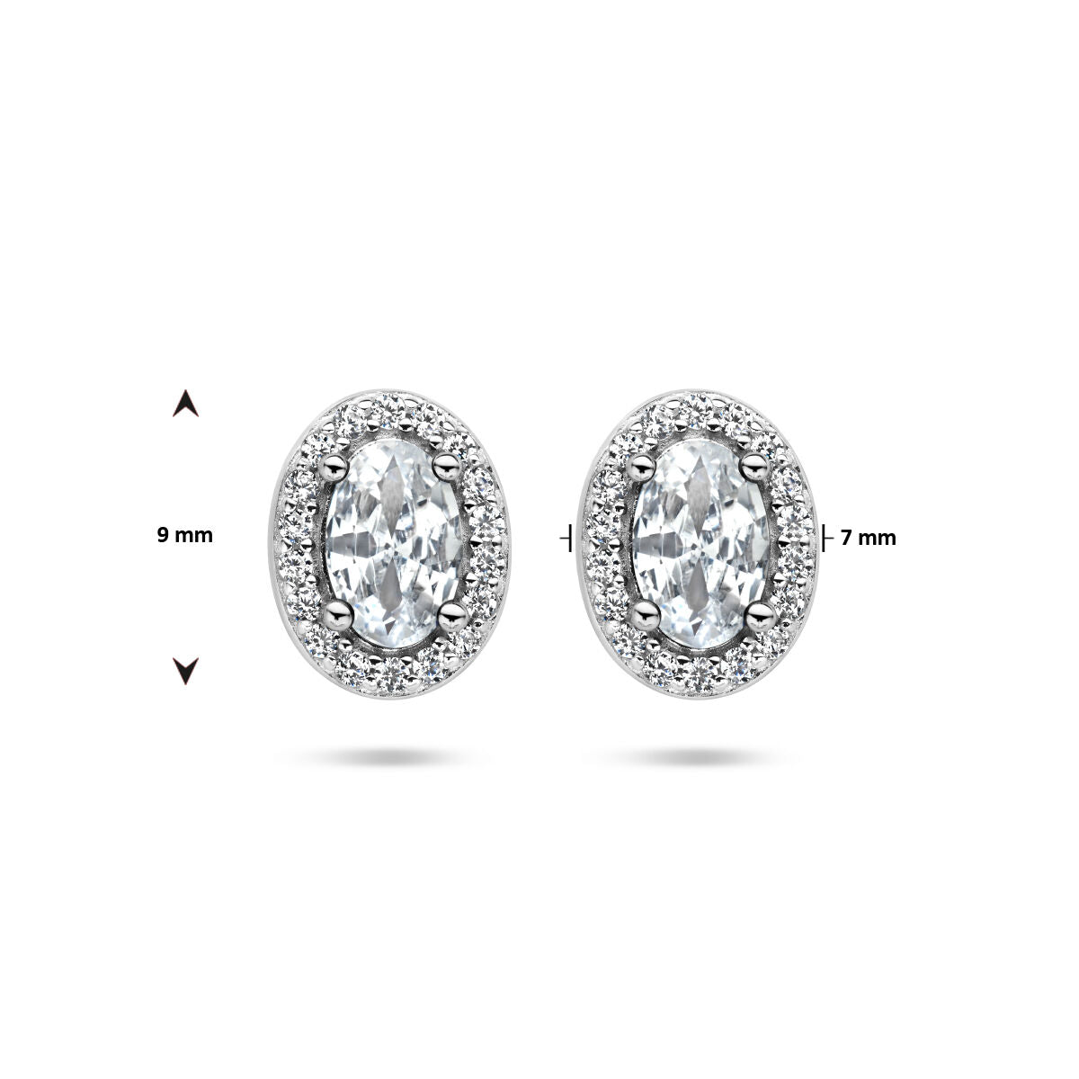 pendientes de botón zircón halo plata rodiado