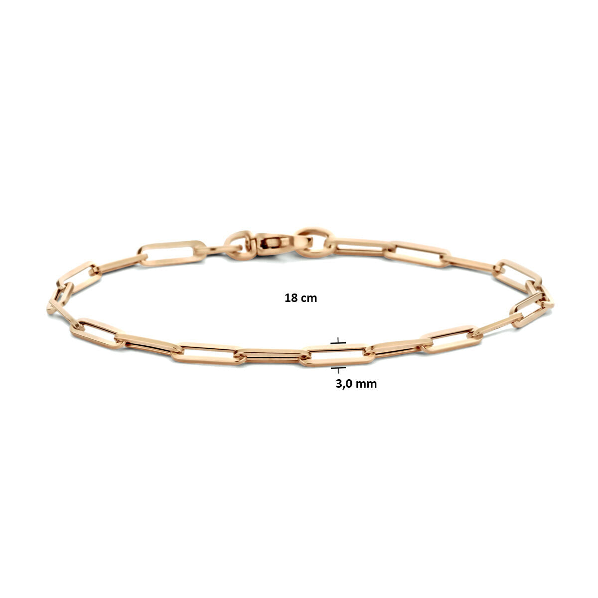 Pulsera de mujer paperclip tubo cuadrado 14K oro rosa