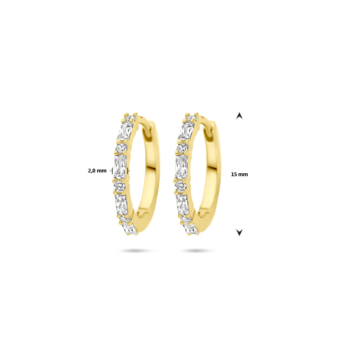 aros de zirconia 15 mm 1 micrón plata chapado en oro amarillo