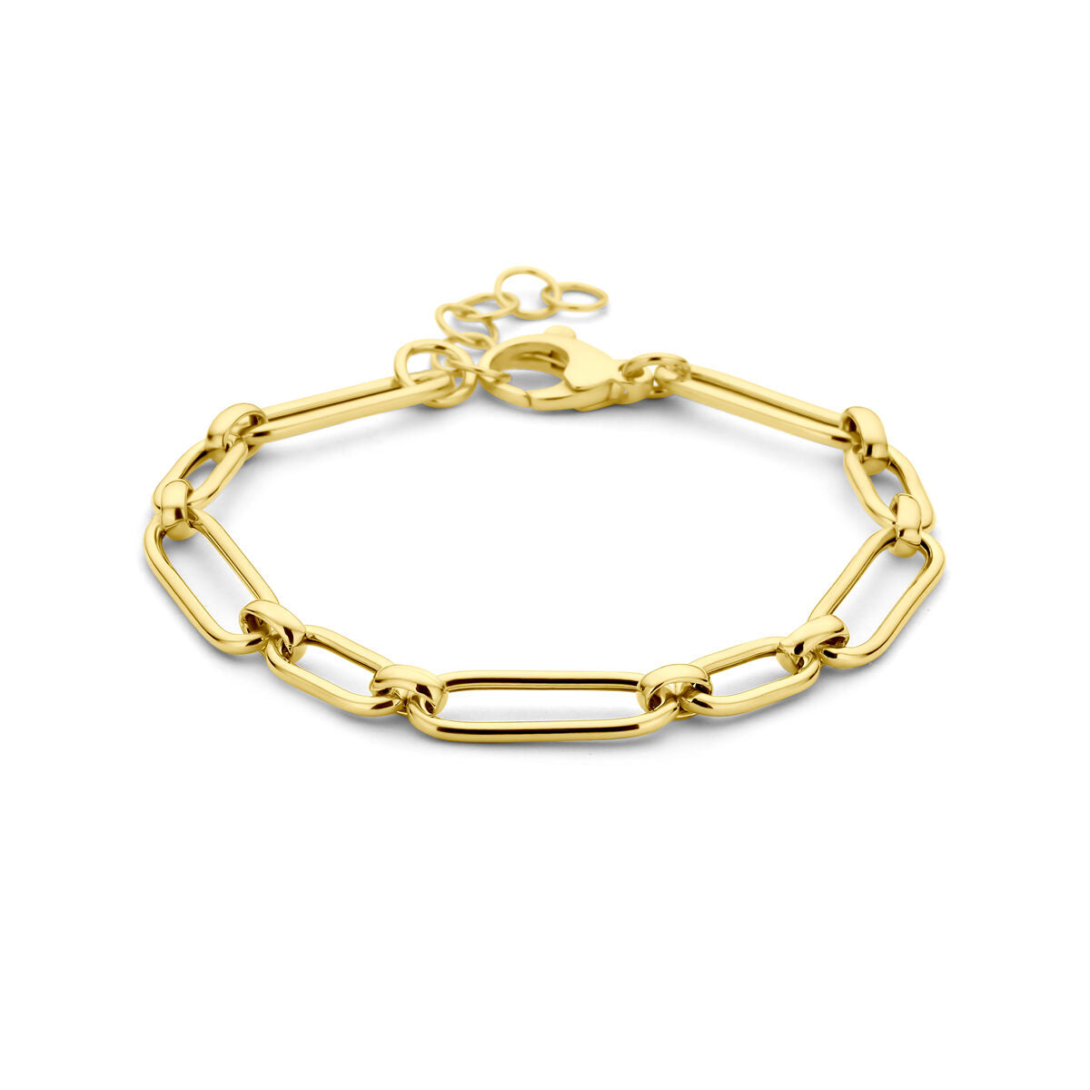 Pulsera de eslabones dorada de 6,0 mm, ajustable de 17 a 19 cm, con acabado de 3 micrones.