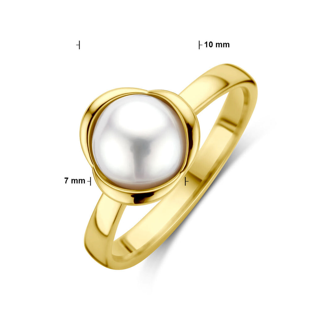 Tulip ring parel 14K geelgoud