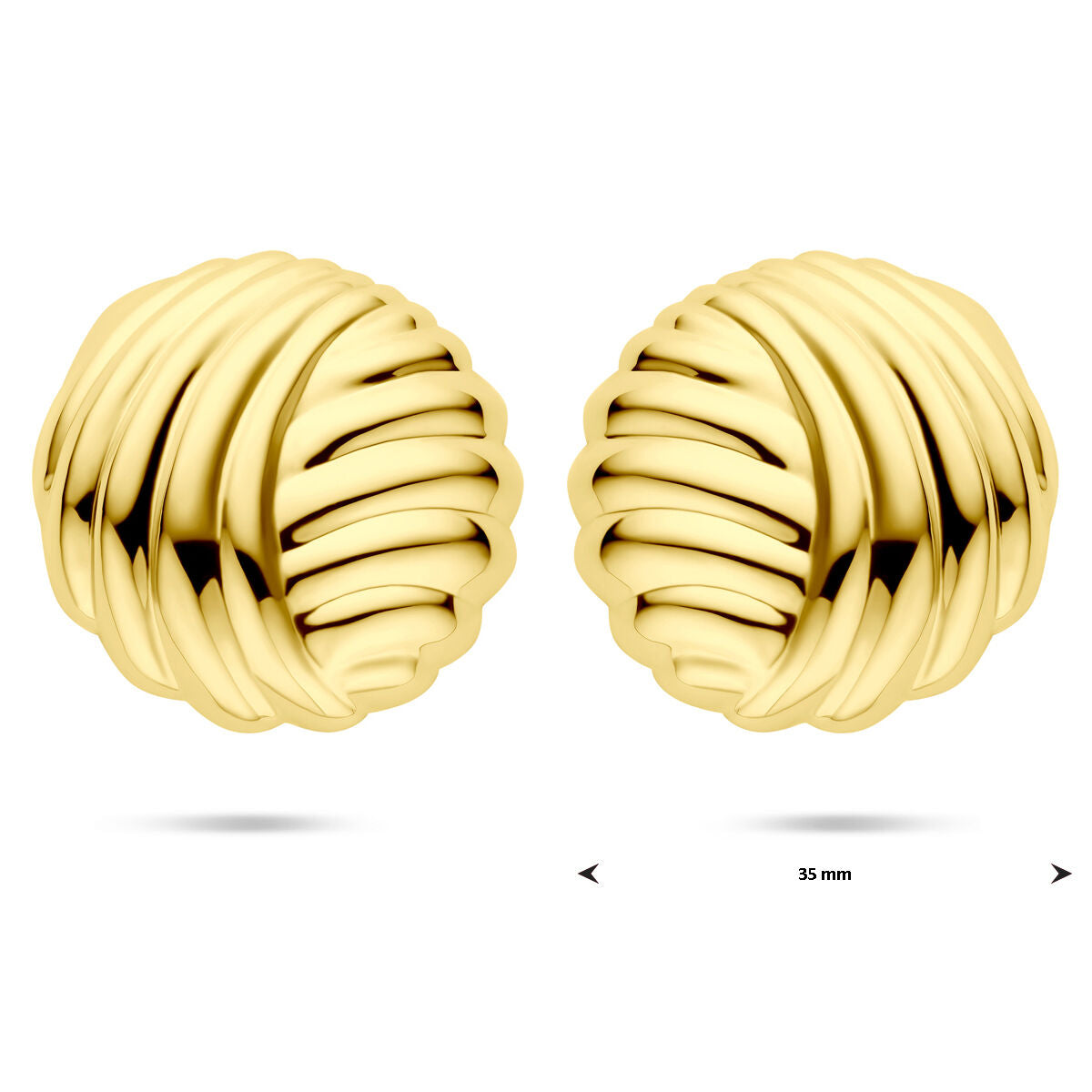 pendientes de botón 35 mm 1 micron plata chapado en oro amarillo