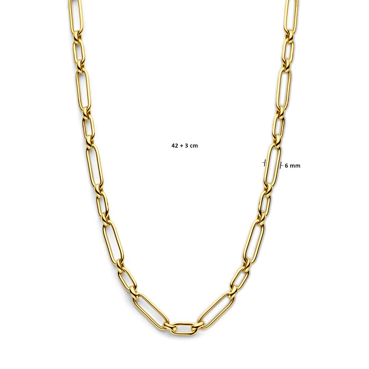 collar 6,0 mm 42 + 3 cm 3 micron plata chapado en oro amarillo