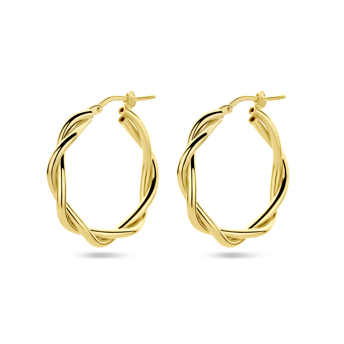 Pendientes de aro de 3,5 mm, con diseño de tubo retorcido, bañados en plata de 1 micrón color amarillo.