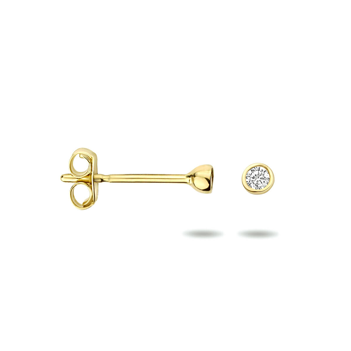 pendientes de botón de zirconia 14K oro amarillo
