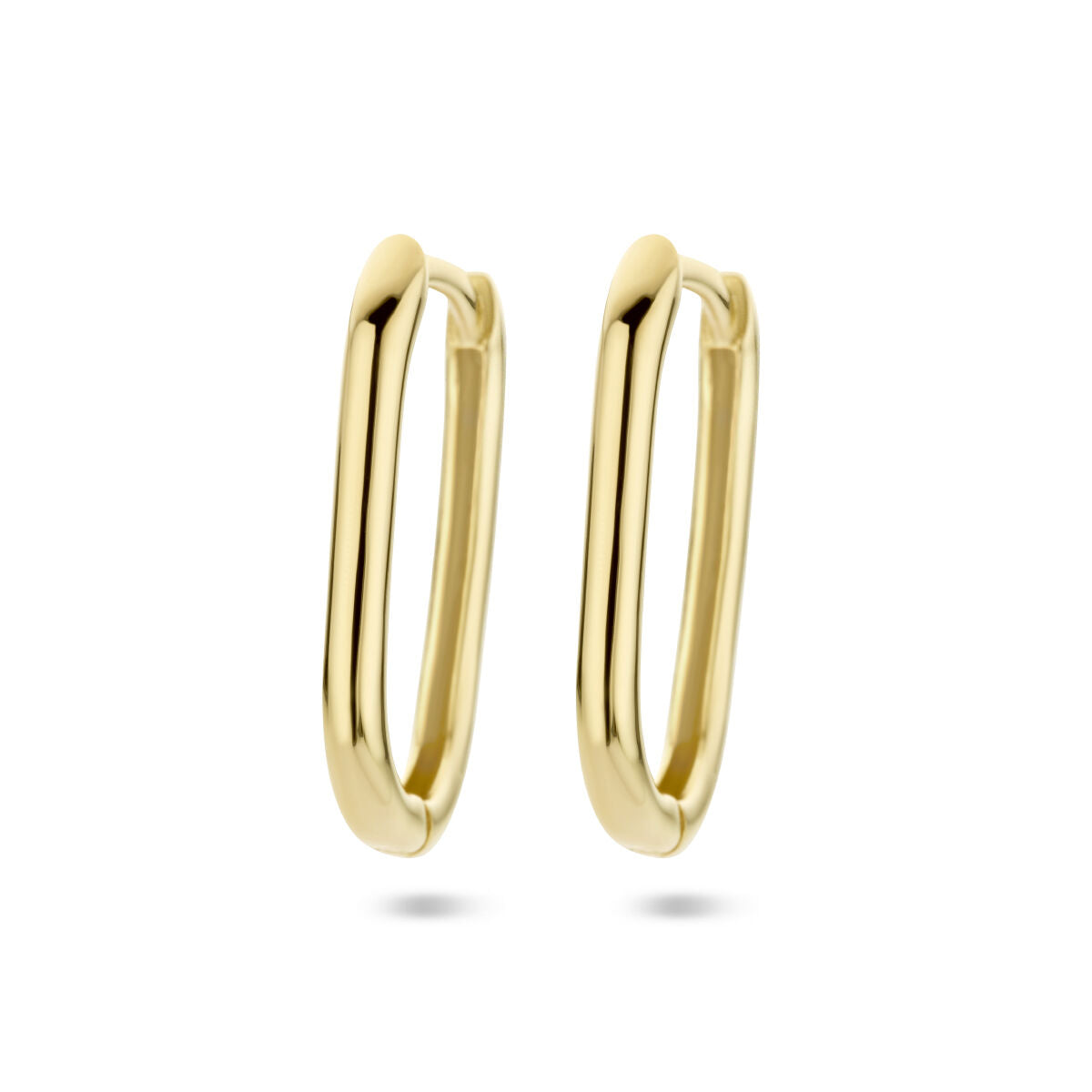 Pendientes de aro en forma de clip de papel en oro amarillo de 14 quilates.
