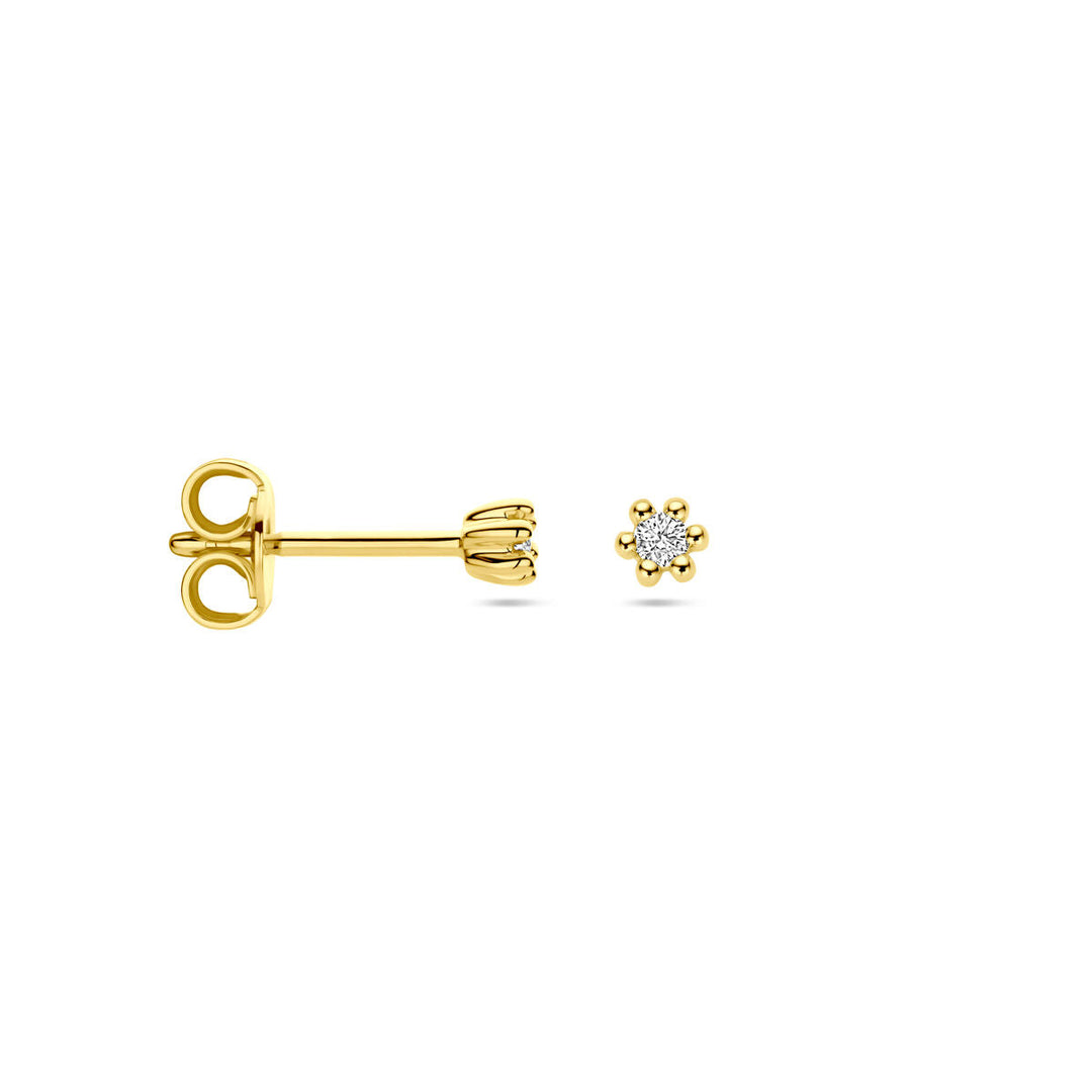 oorknoppen diamant 0.04ct (2x 0.02ct) h p1 14K geelgoud