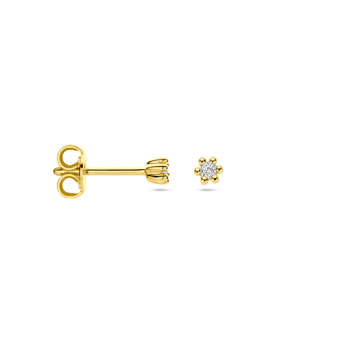 pendientes de botón diamante 0.04ct (2x 0.02ct) h p1 14K oro amarillo