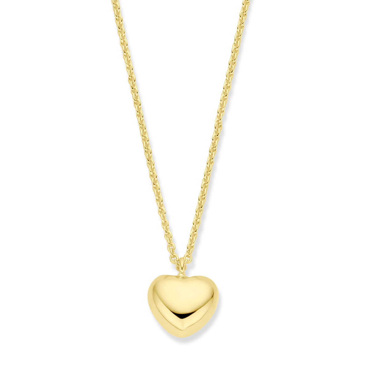 Collar de corazón dorado de 3 micrones con cadena de 1,5 mm de 40 + 5 cm.