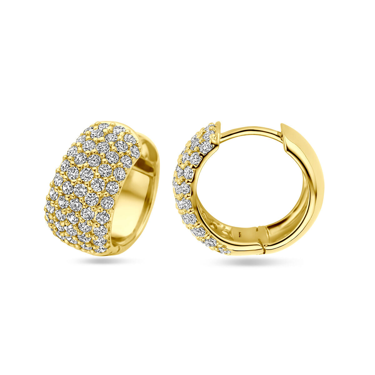 aros de zirconia 16 mm 1 micrón plata chapado en oro amarillo