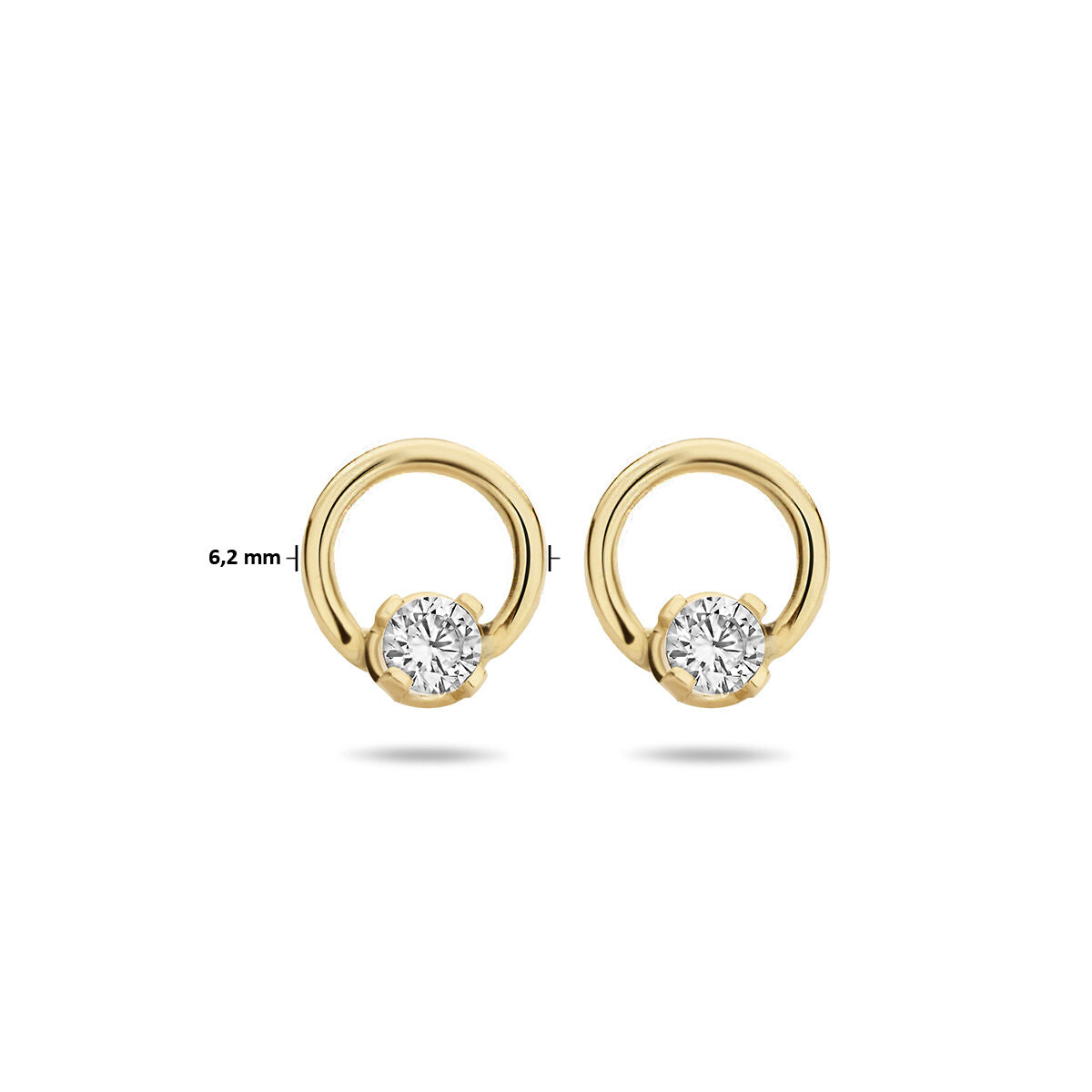 pendientes de botón círculo de circonita 14K oro amarillo