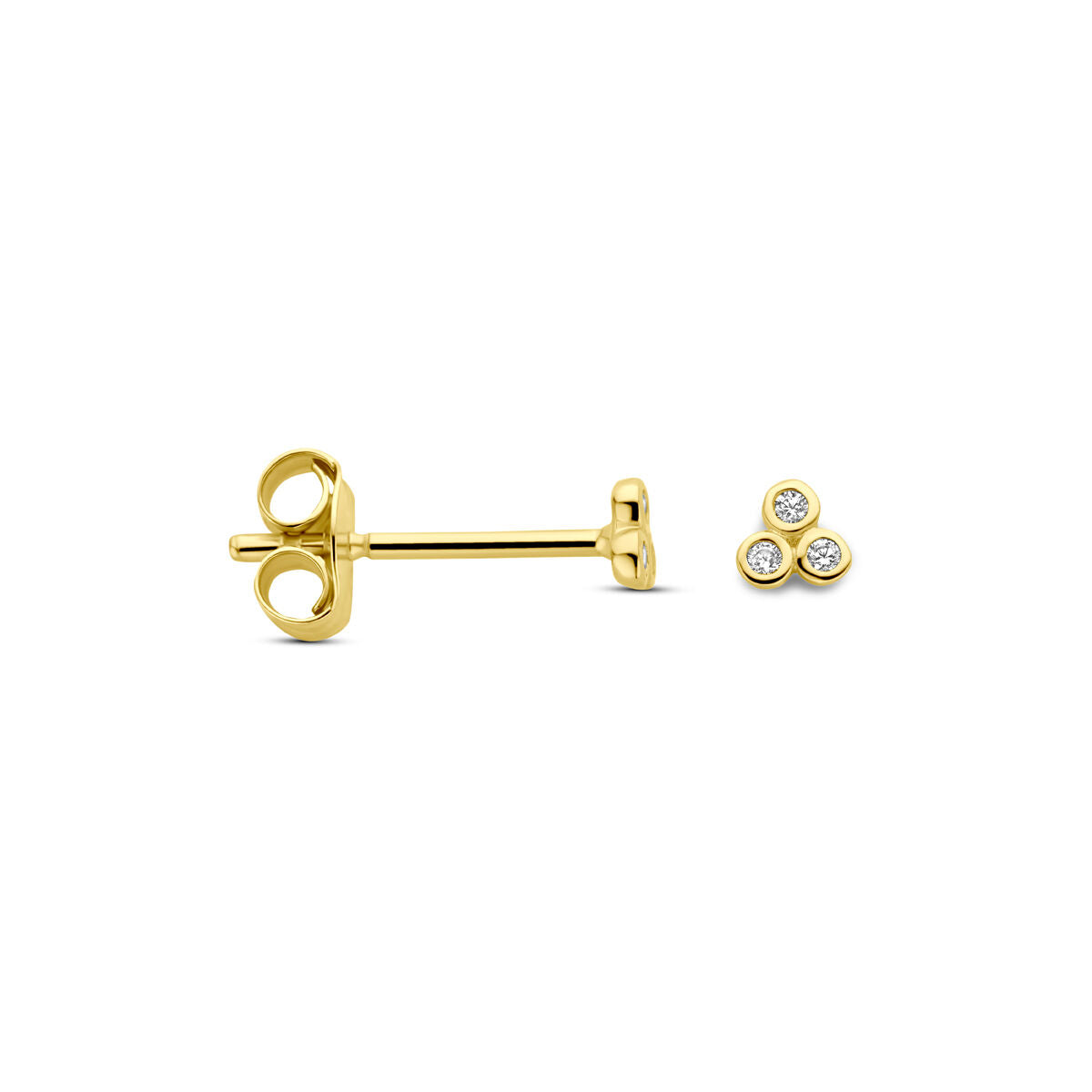 pendientes de botón zircón 3 mm 14K oro amarillo
