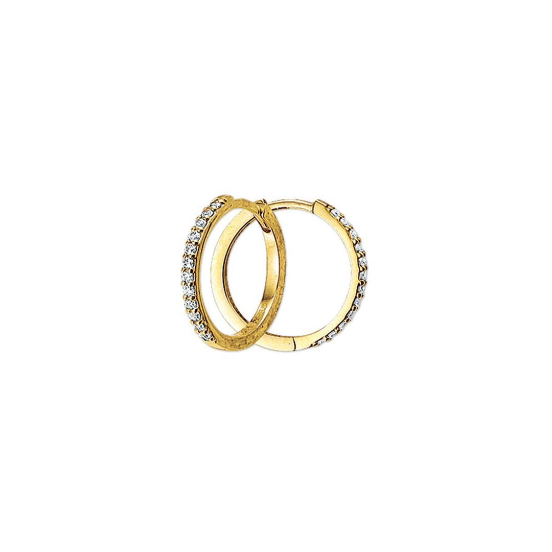 Aros dorados con circonitas brillantes en un lado.