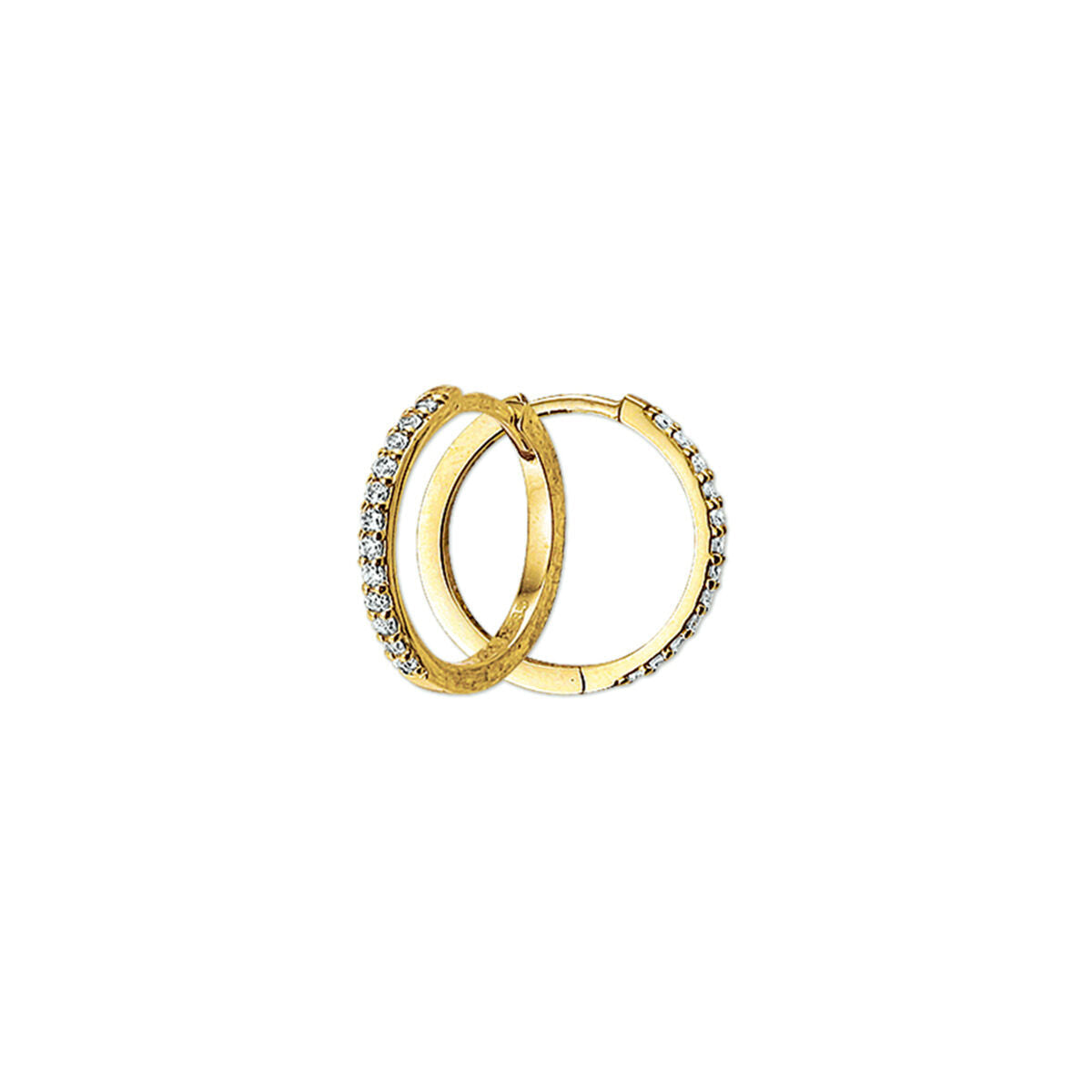 Aros dorados con circonitas brillantes en un lado.