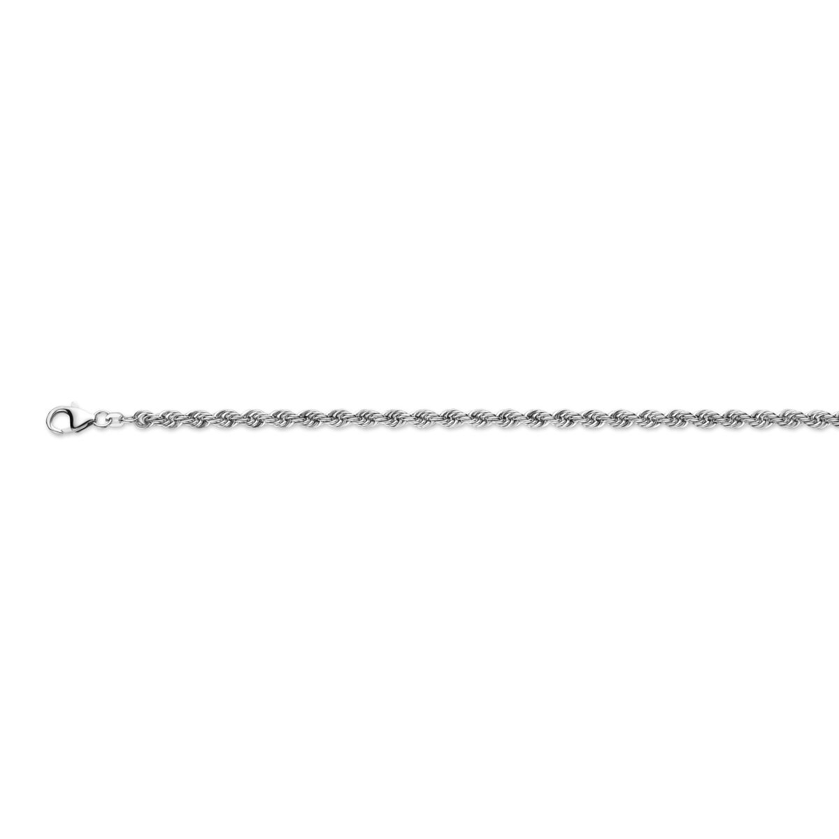 Cadena de plata maciza de 4,0 mm con acabado rodiado.