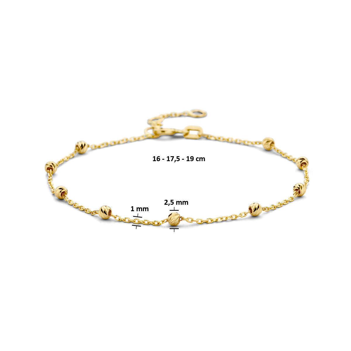 Pulsera de mujer de oro bolitas diamantadas 14K