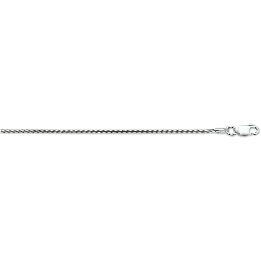pulsera de serpiente redonda 1,6 mm 18 cm plata rodiada