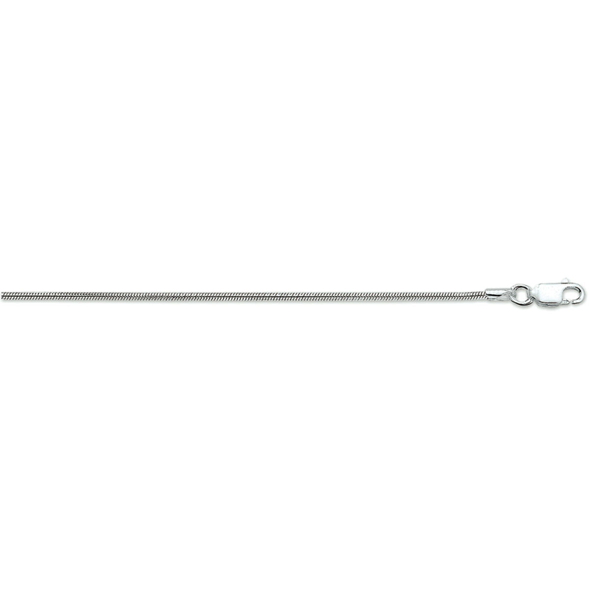 pulsera de serpiente redonda 1,6 mm 18 cm plata rodiada