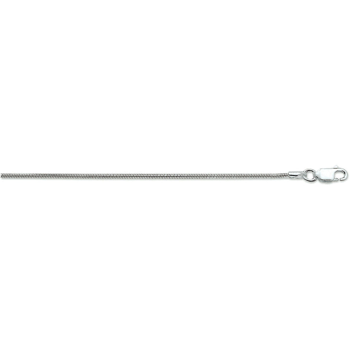 pulsera de serpiente redonda 1,6 mm 18 cm plata rodiada