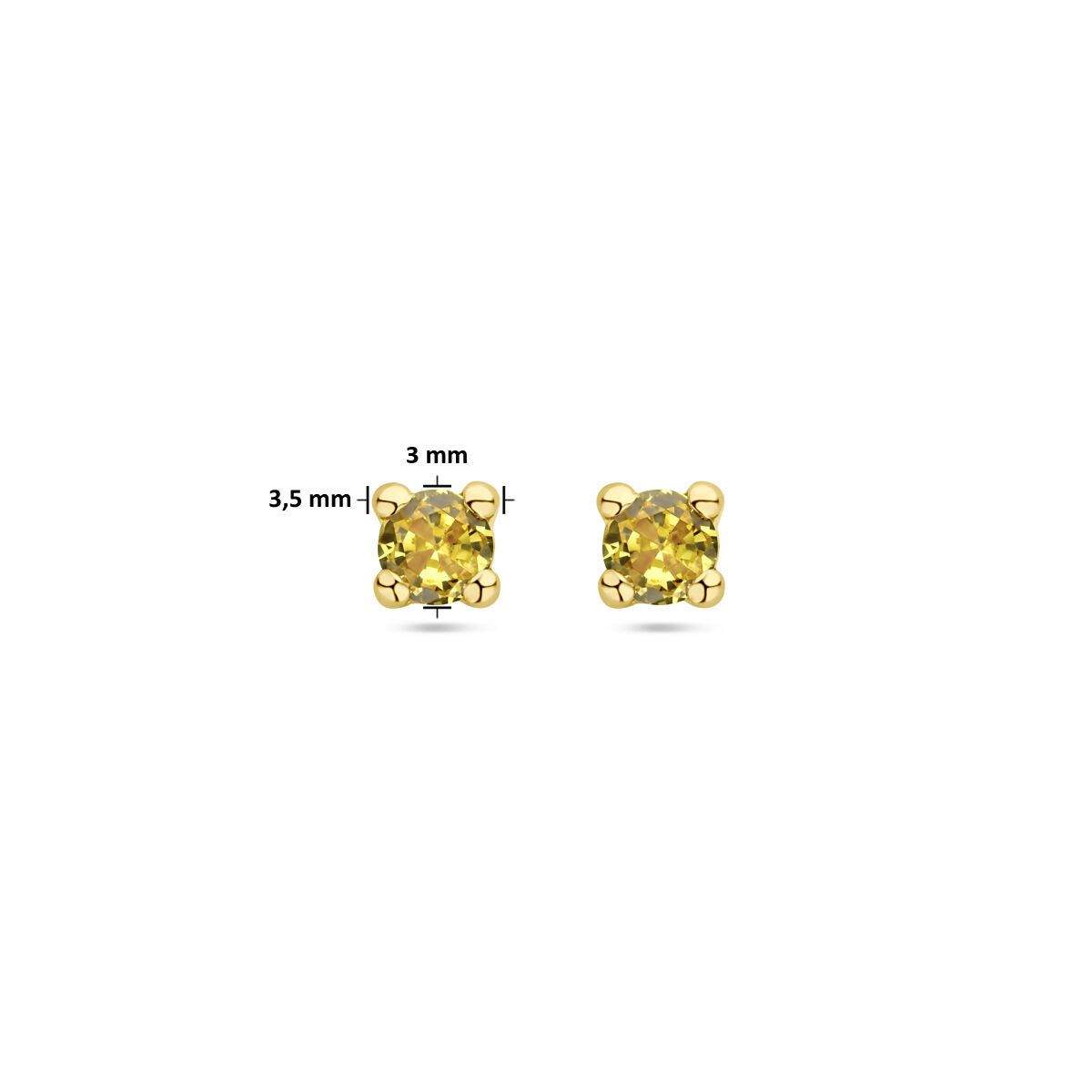 pendientes de botón sintético de citrino en oro amarillo de 14K