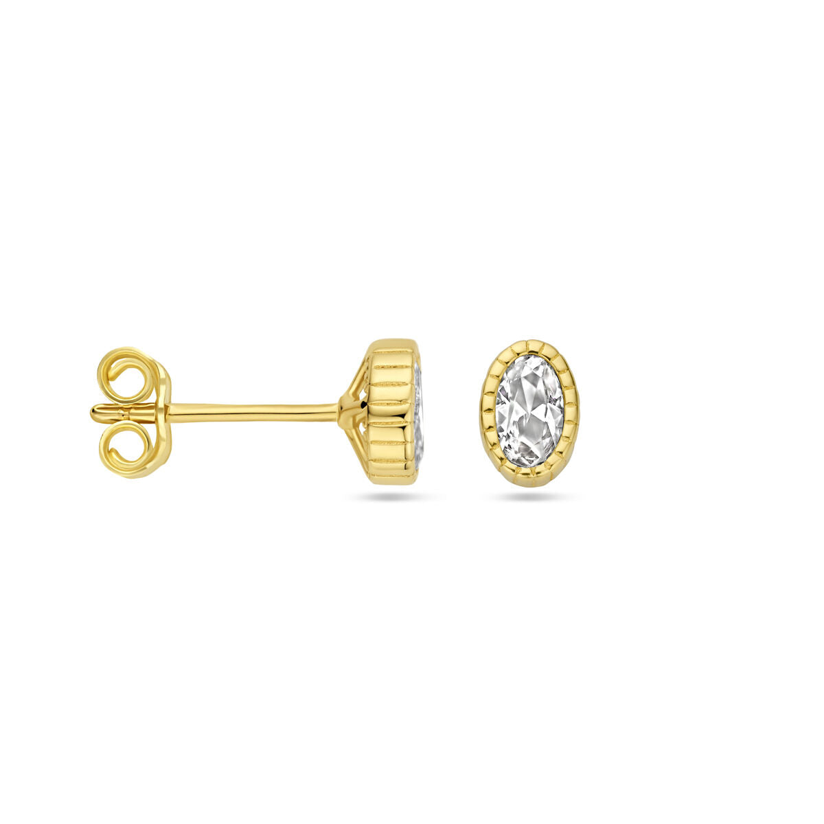 pendientes de botón zirconia 14K oro amarillo