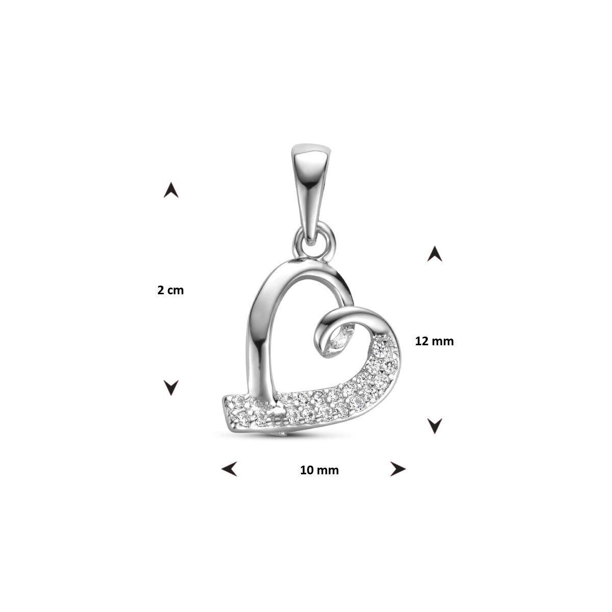 colgante corazón circonita plata rodiada