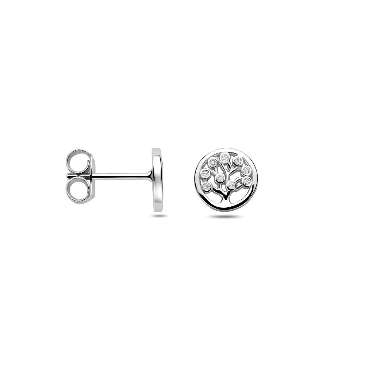 Pendientes de botón de plata con circonitas – plata 925 rodiada