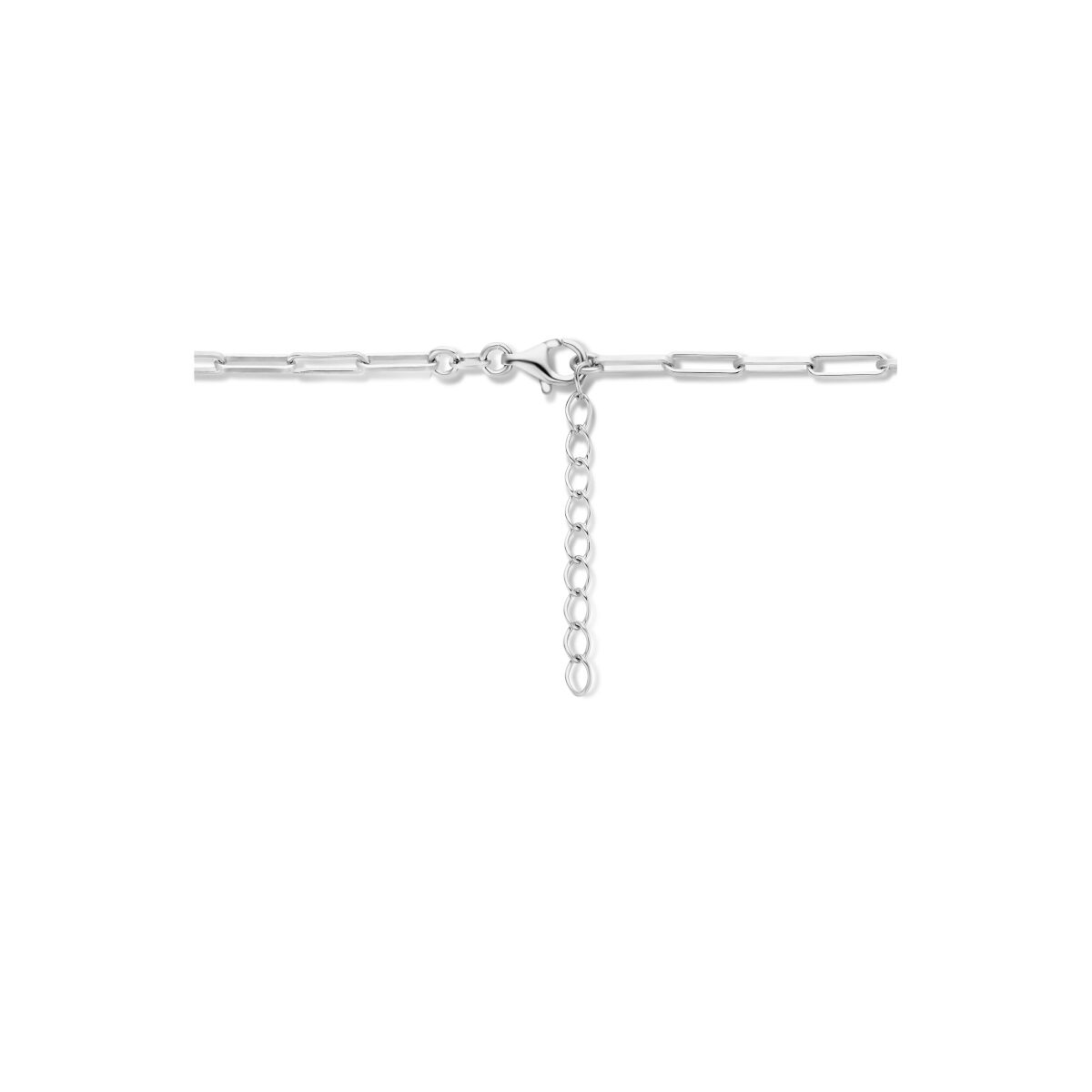 Collar de plata de mujer paperclip tubo cuadrado rodiado