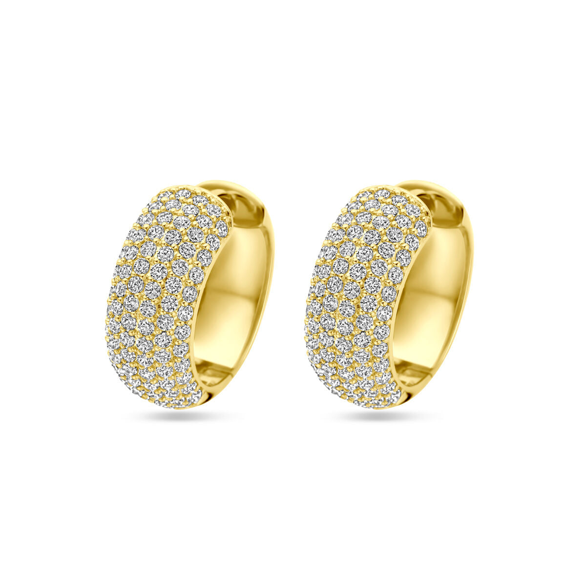Pendientes de aro dorados con zircón, de 20,5 mm, con un diseño brillante y texturizado.