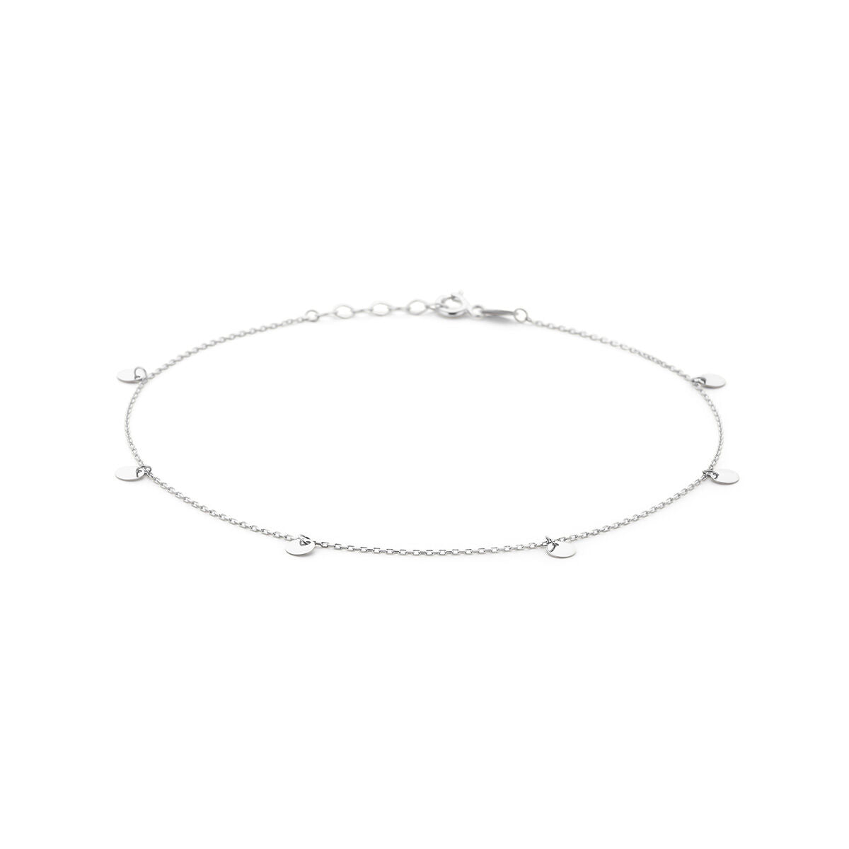Pulsera de plata rodiada con círculos de 1,0 mm, longitud de 24 + 2 cm.