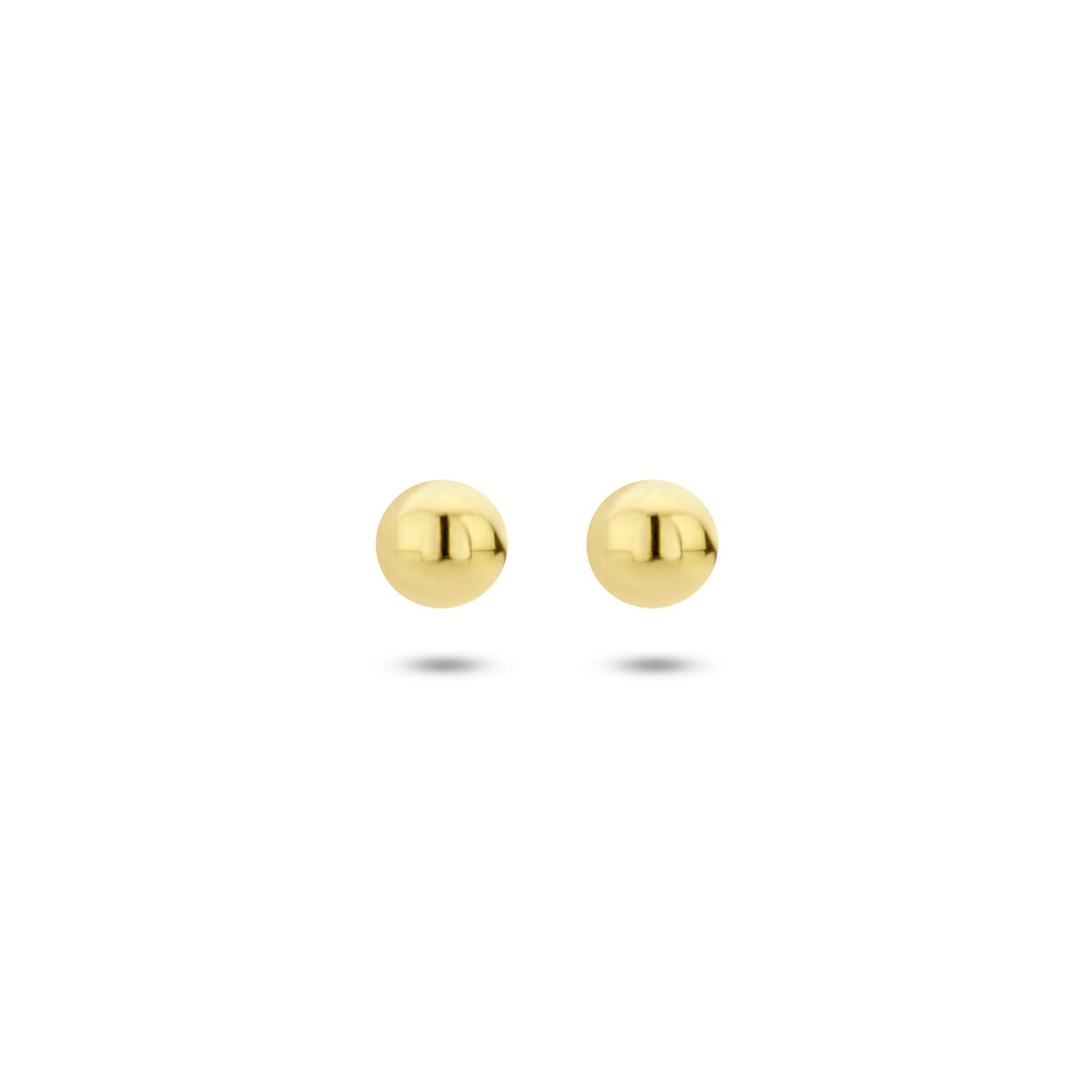 Pendientes de bolita de plata bañada en oro amarillo de 3 micrones.