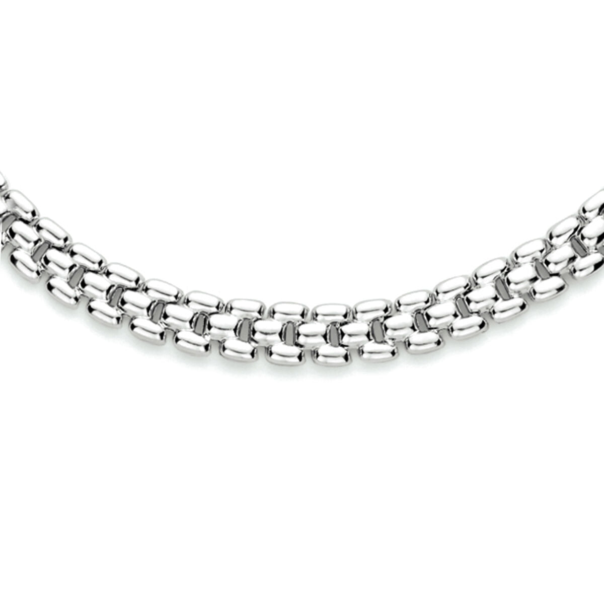 Collar de pantera de 6,9 mm y 43 cm, en plata rodiada.