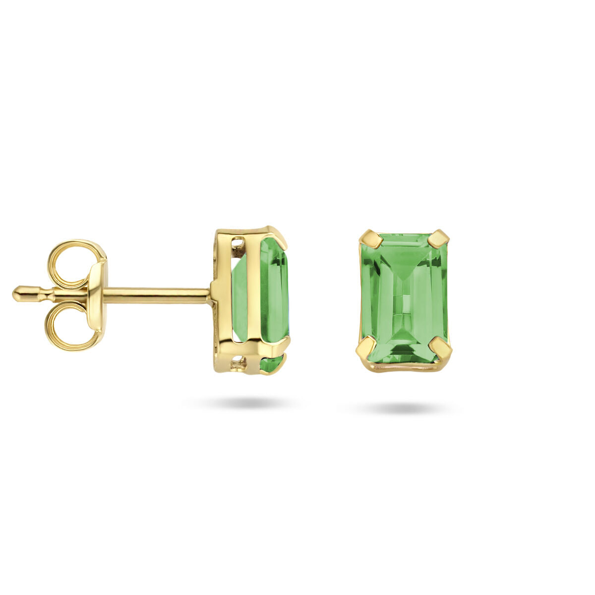 pendientes de botón de ágata verde en oro amarillo de 14K