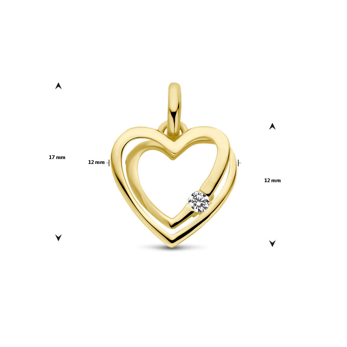 colgante corazón zirconia 14K oro amarillo