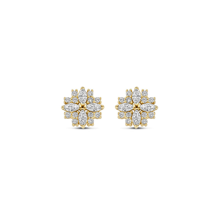 oorknoppen zirkonia 7 mm 14K geelgoud