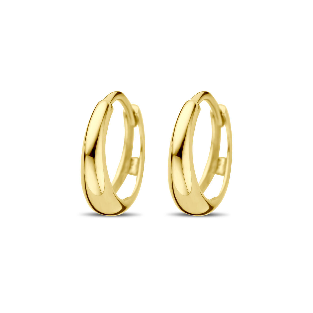 Pendientes de aro de 12,5 mm en oro amarillo de 14 quilates con un diseño liso y brillante.
