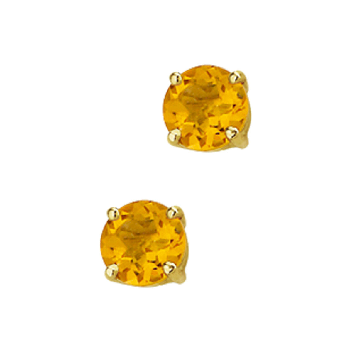 Pendientes de citrino en oro amarillo de 14 quilates con forma redonda.
